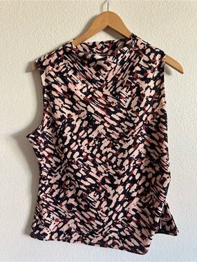 Calvin Klein Pink, Navy  and Rust Abstract Print Top